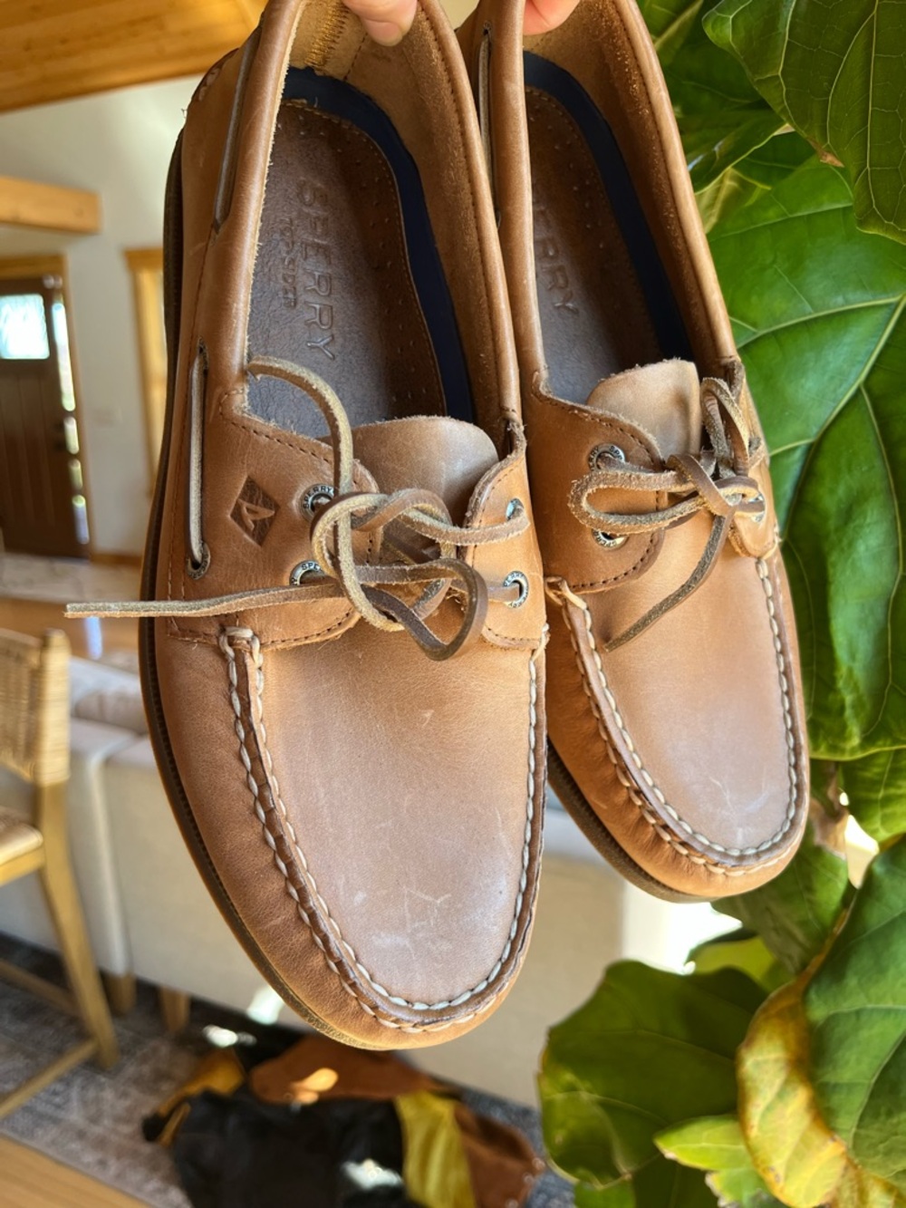 Sperry Men’s Tan Leather Moccasin Boat Shoes